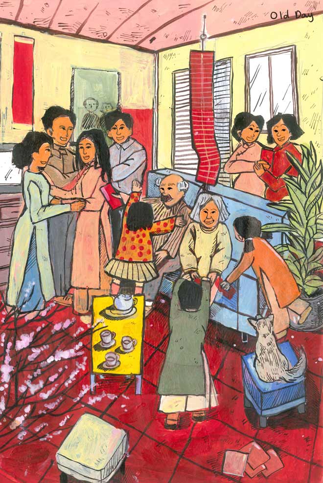 Bộ tranh siêu đẹp khiến giới trẻ nhớ Tết da diết